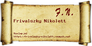 Frivalszky Nikolett névjegykártya